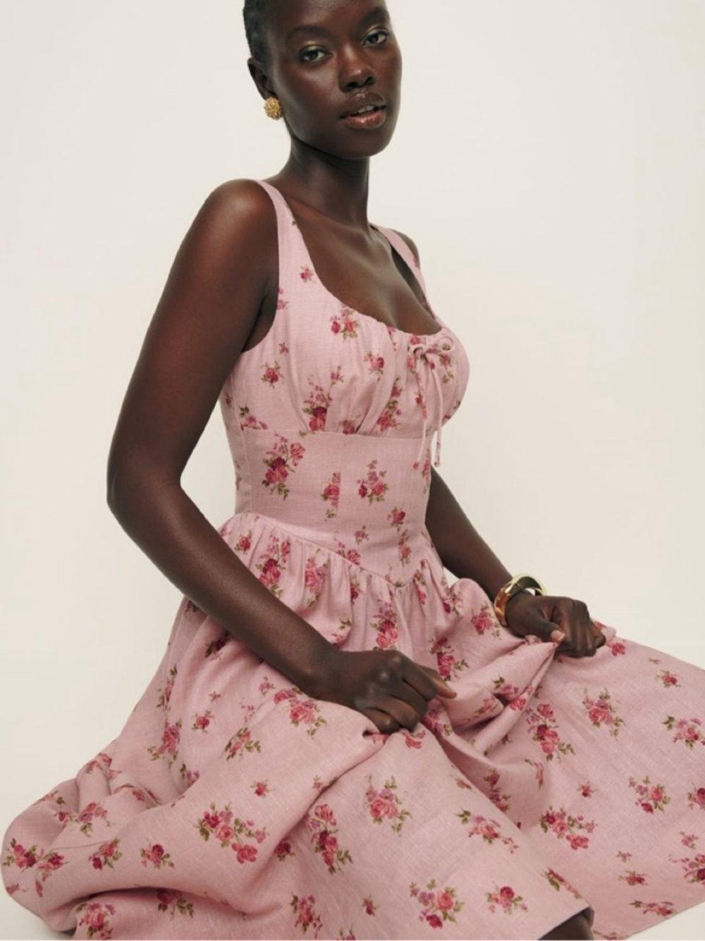 REFORMATION Balia Linen Dress, Floral NWT